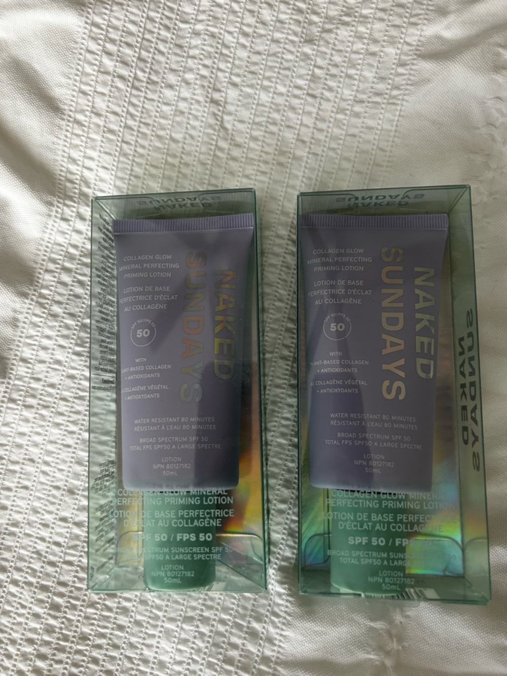 Naked Sundays Collagen Glow Mineral Priming Lotion SPF 50 - Set of 2- New in Box